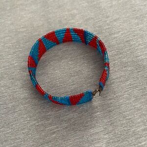 Red and Blue Beaded Bracelet